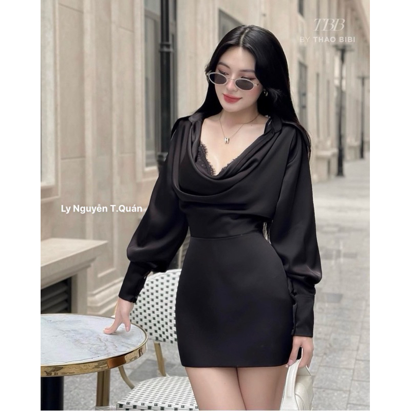 Váy lụa cố sơ mi kèm bara ren bên trong siêu hịn