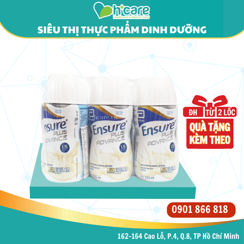 [Lốc 6 chai] Sữa pha sẵn Abbott Ensure Plus Advance  220ml - Dinh dưỡng vàng cho người suy dinh dưỡng, suy mòn cơ