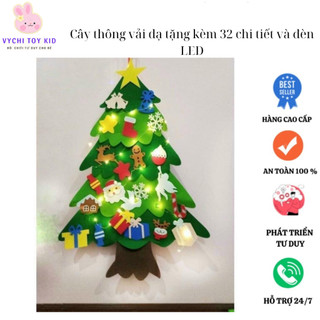Cây thông vải dạ tặng kèm 32 chi tiết và đèn LED trang trí Noel