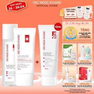 Combo chống nắng và làm dịu da SẮC NGỌC KHANG gồm Kem chống nắng 50g & Nước làm sạch da 145ml