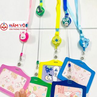 Dây đeo thẻ tên/ dây đeo rút / thẻ đeo bảng tên sinh viên, học sinh bằng da + kèm dây rút hình thú