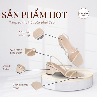 Giày Sandal cao gót 5 phân,Dép nữ gót vuông quai dây mảnh xinh xắn dễ phối đồ Mã S13