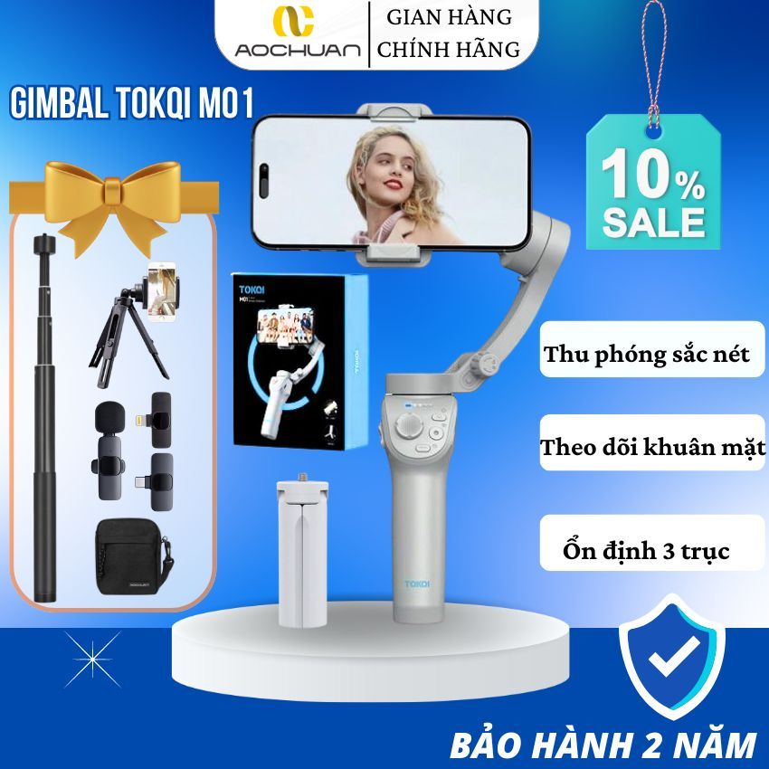 Gimbal chống rung điện thoại AOCHUAN M01 - Gậy quay vlog - kết nối bluetooth - điều hướng 4 chiều