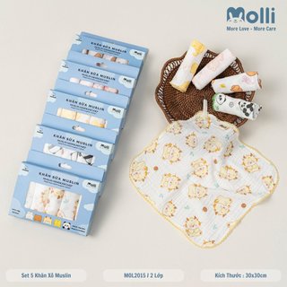 Khăn sữa sợi tre molli mềm mại họa tiết xinh xắn cho bé