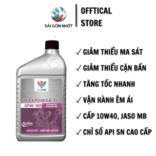  Dầu nhớt XE TAY GA cao cấp MAXLUBE MAXPOWER 10W40 JASO MB API SN Nhập khẩu USA 946ml 
