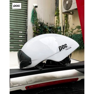 ( Không kèm kính) Nón thể thao Poc Falcon Trắng bóng- Mũ xe đạp Poc mẫu mới ( kèm túi và hộp chính hãng )