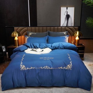 Bộ chăn ga gối cotton tina hoàng gia alva màu sắc tinh tế, hoạ tiết trang trọng