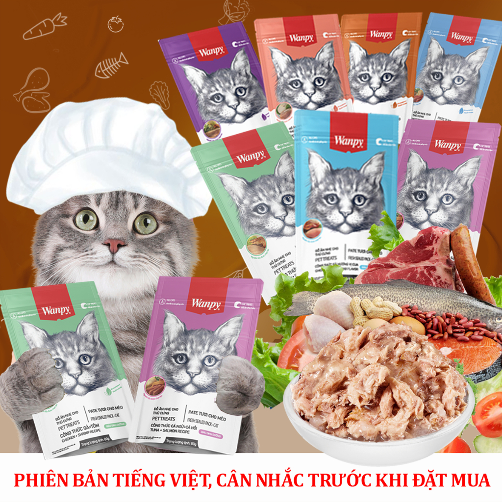 Pate cho mèo Wanpy, Happy 100 và Joyneco 80g đủ vị bản tiếng Việt - thức ăn cho mèo Pate bổ sung các Vitamin