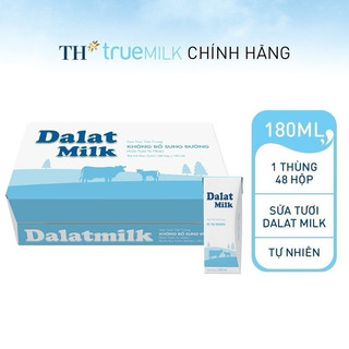 Thùng 48 hộp x 180ml sữa tươi tiệt trùng có đường / ít đường Dalat Milk ( Bọc Chống Sốc )