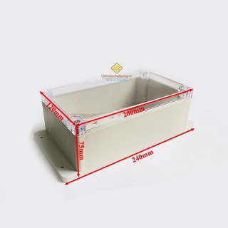 Hộp nhựa 200x120x75mm có tai nắp trong suốt