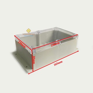Hộp nhựa 230x150x85mm có tai nắp trong suốt