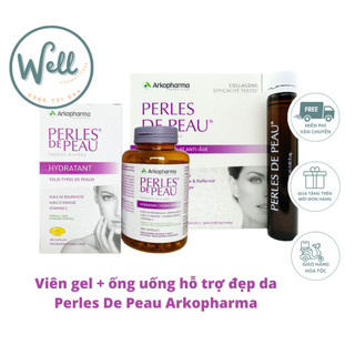 Viên uống + ống uống đẹp da perles de peau arkopharma pháp