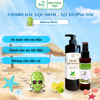 Combo Dầu gội thảo dược và Xịt dưỡng tóc Trái nhàu kích thích mọc tóc, giảm rụng tóc an toàn