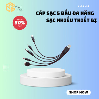Cáp sạc đa năng 5 đầu Wind Tech sạc cùng lúc nhiều thiết bị điện thoại đèn pin máy tính