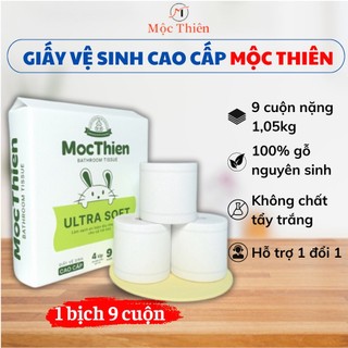 Giấy vệ sinh giấy cuộn Mộc Thiên bịch 9 cuộn 4 lớp siêu mềm mịn cao cấp