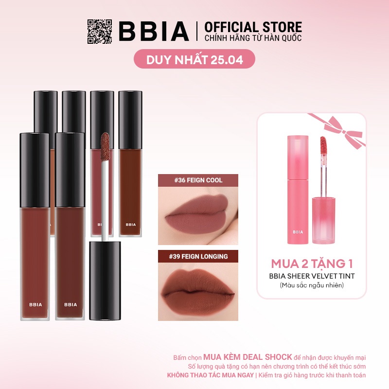 Son Kem Lì Bbia Last Velvet Lip Tint Version 8 (6 màu) 5g Bbia Official Store