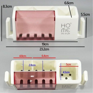 Kệ Để Bàn Chải, Kem Đánh Răng HOME Có Nắp Đậy Chống Bụi CÓ Móc Treo Ly Dán Tường- Kệ Để Đồ Phòng Tắm