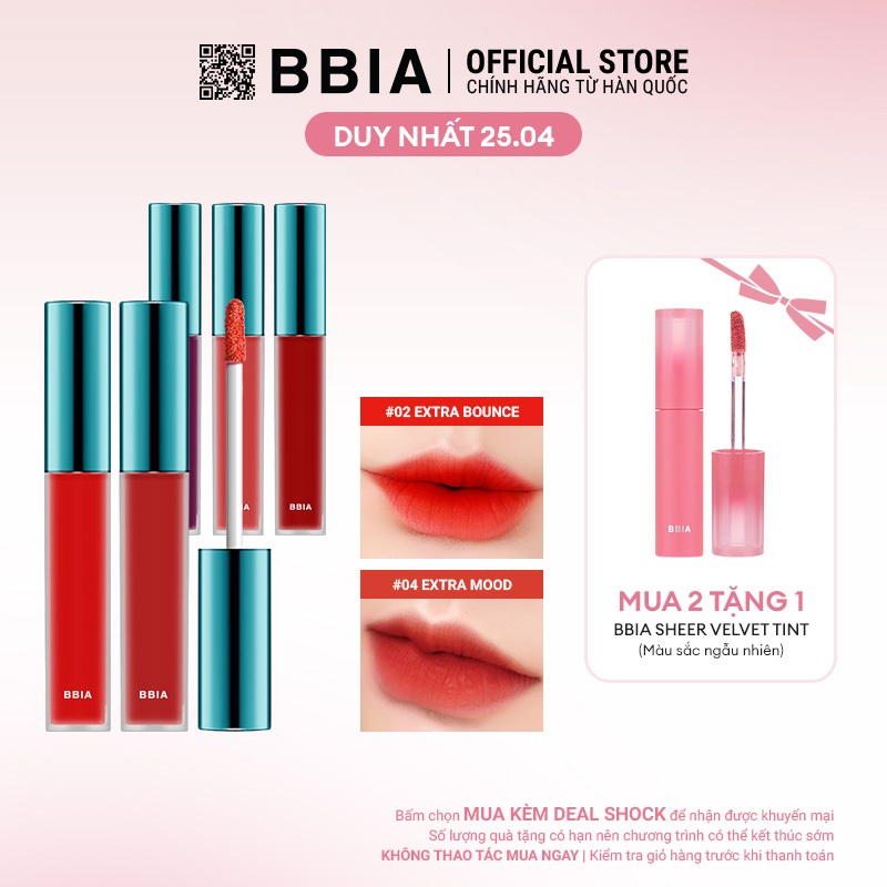 Son Kem Lì Bbia Last Velvet Lip Tint Version 1 (5 màu) 5g Bbia Official Store