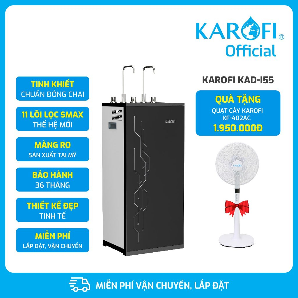 Máy lọc nước nóng lạnh 2 vòi 3 chế độ Karofi KAD-I55 - Lắp đặt miễn phí toàn quốc