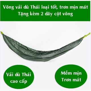 Võng vải dù Thái 2 lớp mềm mịn trơn mát, có tặng kèm 2 dây bền chắc