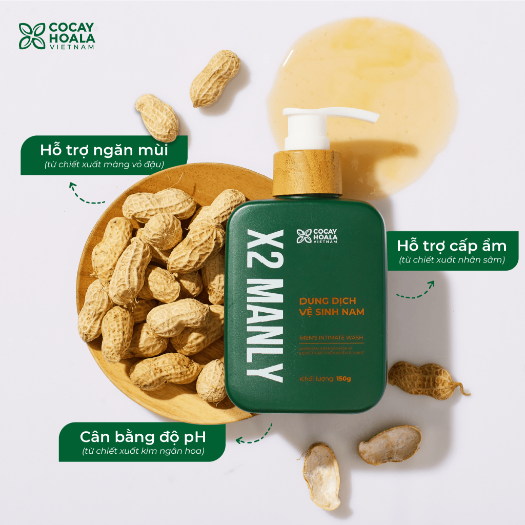 Dung Dịch Vệ Sinh Nam Cỏ Cây Hoa Lá X2 Manly - Làm Sạch Vùng Kín Nhẹ Nhàng 150gr