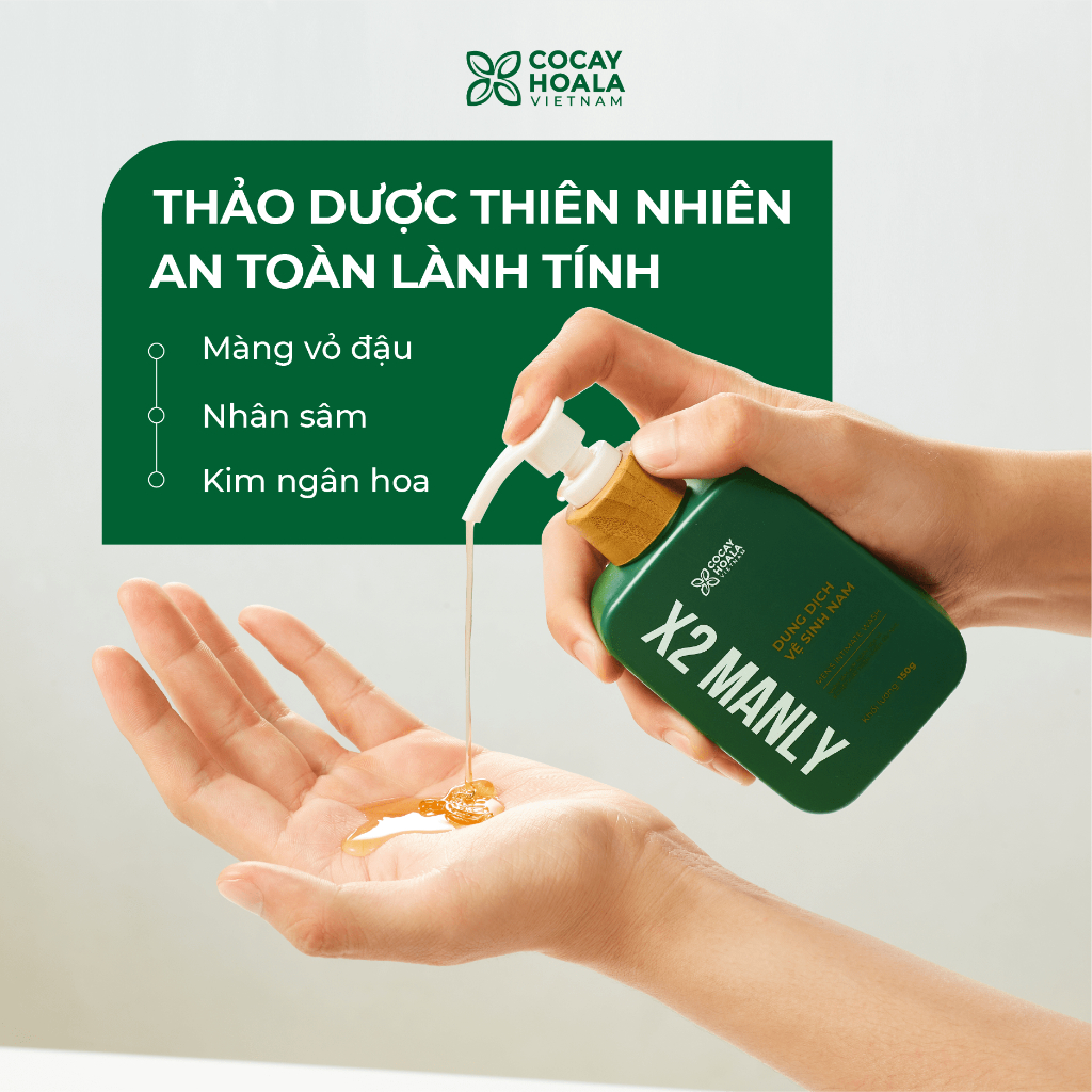Dung Dịch Vệ Sinh Nam Cỏ Cây Hoa Lá X2 Manly - Làm Sạch Vùng Kín Nhẹ Nhàng 150gr