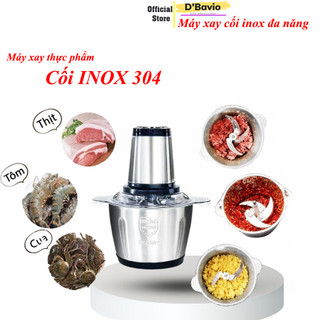 Máy xay thịt, cá thực phẩm đa năng 4 lưỡi siêu bén cối inox 304 dung tích 2000ml - DBavio