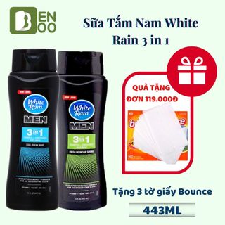 Sữa tắm gội xả 3 in 1 white rain for men 443ml