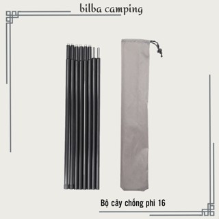 Bộ trụ 2 cây chống tăng Tarp lều Ø16mm, Ø19mm dài 2m dùng đi dã ngoại cắm trại ngoài trời kèm túi đựng - Billba Camping