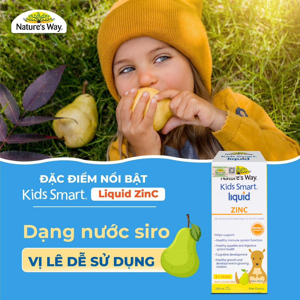 Siro Uống Nature's Way Kids Smart Liquid Zinc Bổ Sung Kẽm, Tăng Sức Đề Kháng Cho Bé 200ml