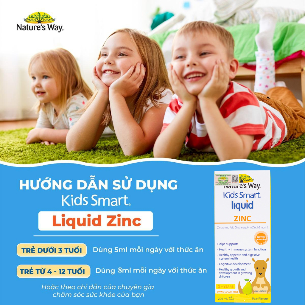 Siro Uống Nature's Way Kids Smart Liquid Zinc Bổ Sung Kẽm, Tăng Sức Đề Kháng Cho Bé 200ml