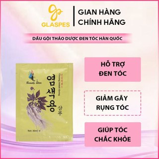 Combo 10 gói dầu gội thảo dược đen tóc nhân sâm hàn quốc beauty star gội là đen