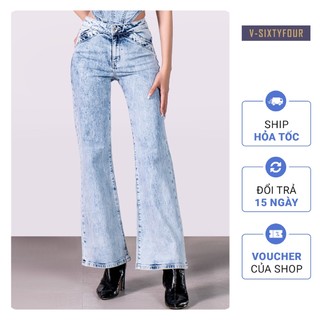 Quần Jeans Nữ Dáng WideLeg Laser Hiệu Ứng Nước. WideLeg Laser Water Effect Women's Jeans V-SIXTYFOUR V64 223WD2085F2910