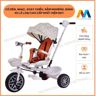 Xe đẩy xe đạp 3 bánh cho bé cao cấp phù hợp cho bé từ 6 tháng có chế độ nằm nghiêng, đảo chiều
