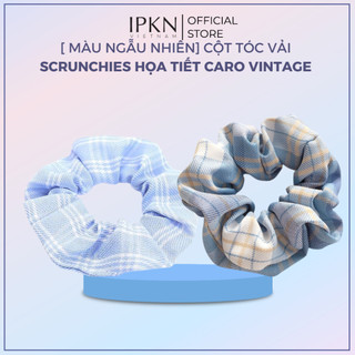 Cột Tóc Vải Scrunchies Họa Tiết Caro Vintage