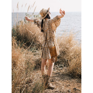 [SẴN HÀNG] Váy hoa babydoll dài tay BOHO vintage cổ điển kiểu Pháp mùa hè SẴN TIỆM CÓI VINGATE