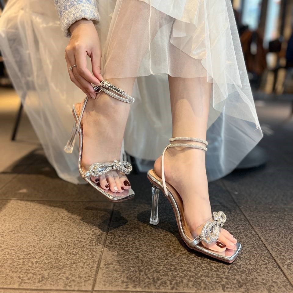 GIÀY SANDAL CAO GÓT NƠ ĐÁ GÓT PHA LÊ 8P