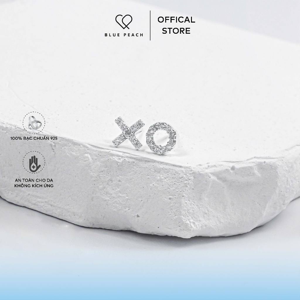 Khuyên Tai Bạc 925 Blue Peach X - O KT5011