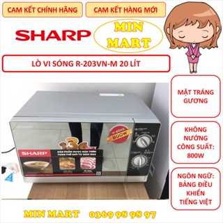 Lò Vi Sóng Sharp R-203VN-M Mặt Gương - 20 Lít Không Nướng: Cam Kết Chính Hãng, Hàng Mới 100%, Bảo Hành 12 Tháng