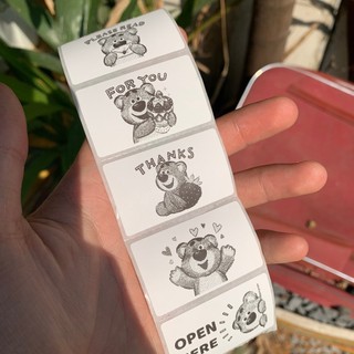 Set 50 tem 30x50mm GẤU DÂU nhãn dán meme, sticker, tem niêm phong có keo dán túi giấy, tem trang trí, Anime Dễ Thương