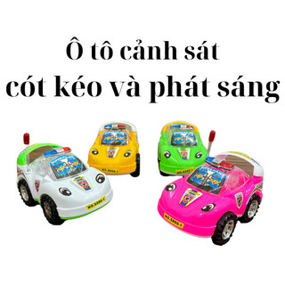 Xe ô tô cảnh sát phát sáng và chạy cót kéo, phù hợp làm quà tặng cho trẻ em