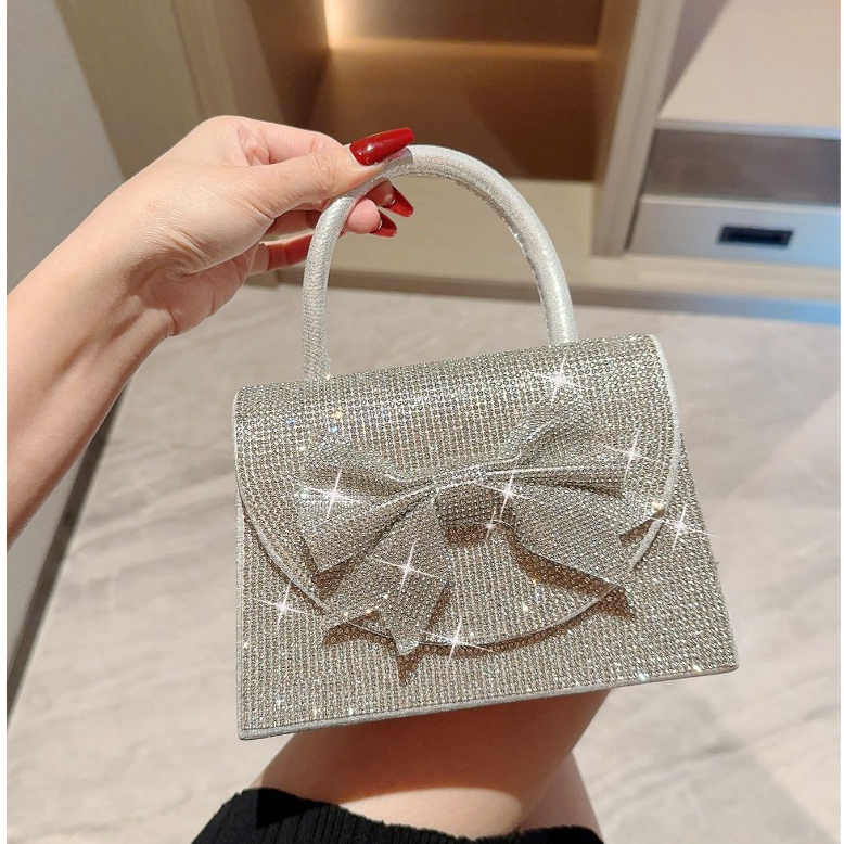 Clutch nữ đính nơ lấp lánh sang chảnh cao cấp BAG U COD31
