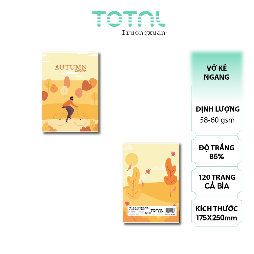 Vở kẻ ngang 120 trang Total NB00010C120- 10 Quyển