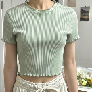 Áo kiểu nữ Baby tee dáng ôm nhẹ nhàng và nữ tính, Áo croptop nữ sun cổ và tay thoáng mát dễ chịu a01249845 By Germe
