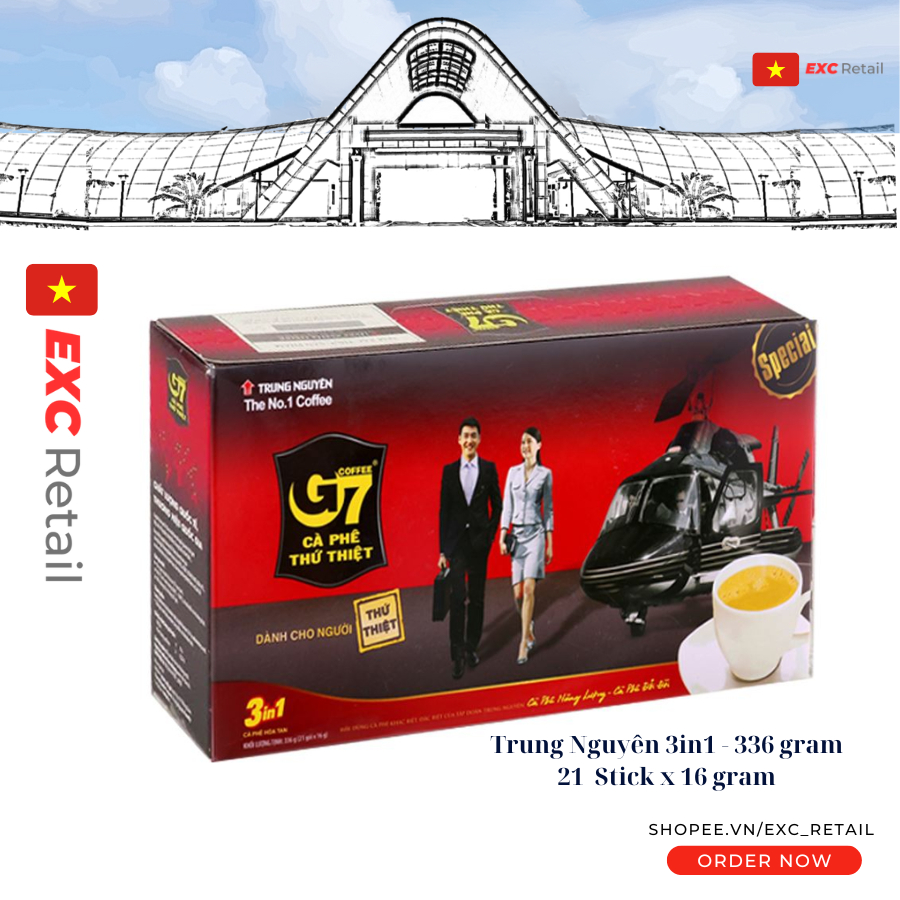 Trung Nguyên G7 3in1 Coffee Box 336 gram (21 Stick x 16gr) New Date