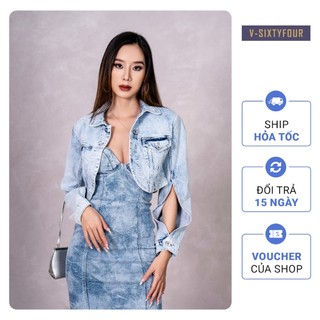 Áo Khoác Jeans Nữ Dáng Lửng Bolero Jacket Dài Tay. Women's Bolero Jeans Jacket V-SIXTYFOUR V64 - 223WD2042F1910