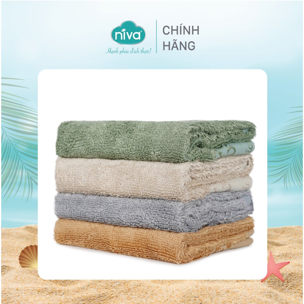 Khăn Mặt Sợi Tre Niva FP3 60% Sợi Tre Và 40% Cotton Mềm Mịn Thấm Hút Tốt, Mác In Satin Bóng Kích Thư