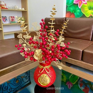 (Xả kho-Cắm sẵn) Bình, lọ hoa đào Đông Đỏ May mắn Tài Lộc nhiều loại