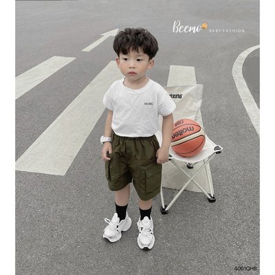 Quần short Beemo cạp chun phối túi hiphop chất liệu gió mặc đi học, đi chơi cho bé từ 9-24kg 4061QHB