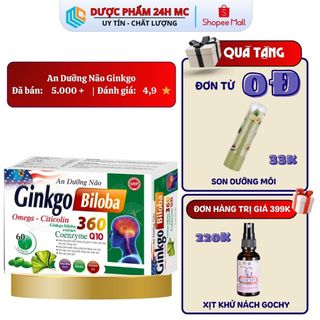 Viên An Dưỡng Não Ginko Biloba DƯƠC PHẨM 24H MC Hỗ Trợ Hoạt Huyết, Lưu Thông Máu Não